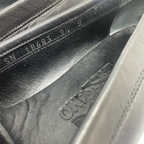 Salvatore Ferragamo Black Loafers with Gold Accent - Picture 8 of 13
